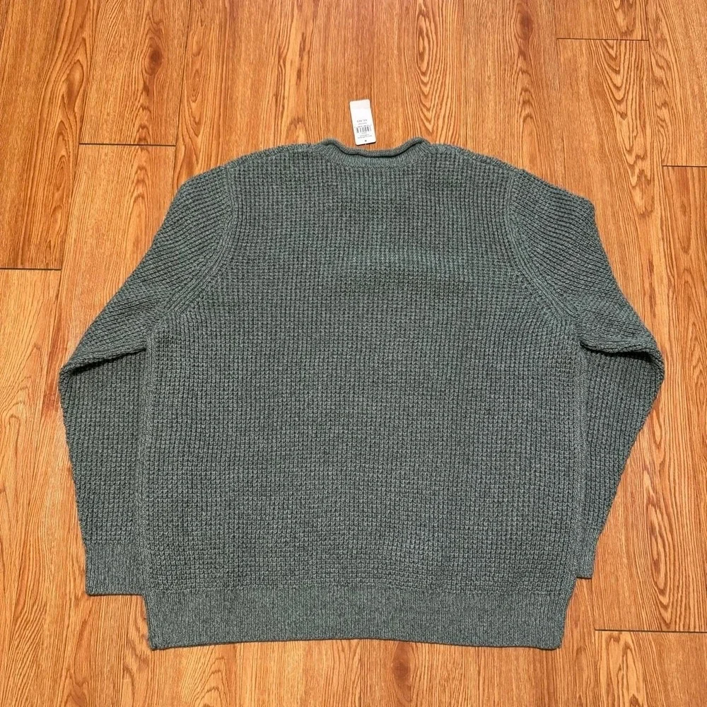 LL Bean Men's Sweater Fits XL Roll Neck Waffle Orange and Green BUNDLE NEW
